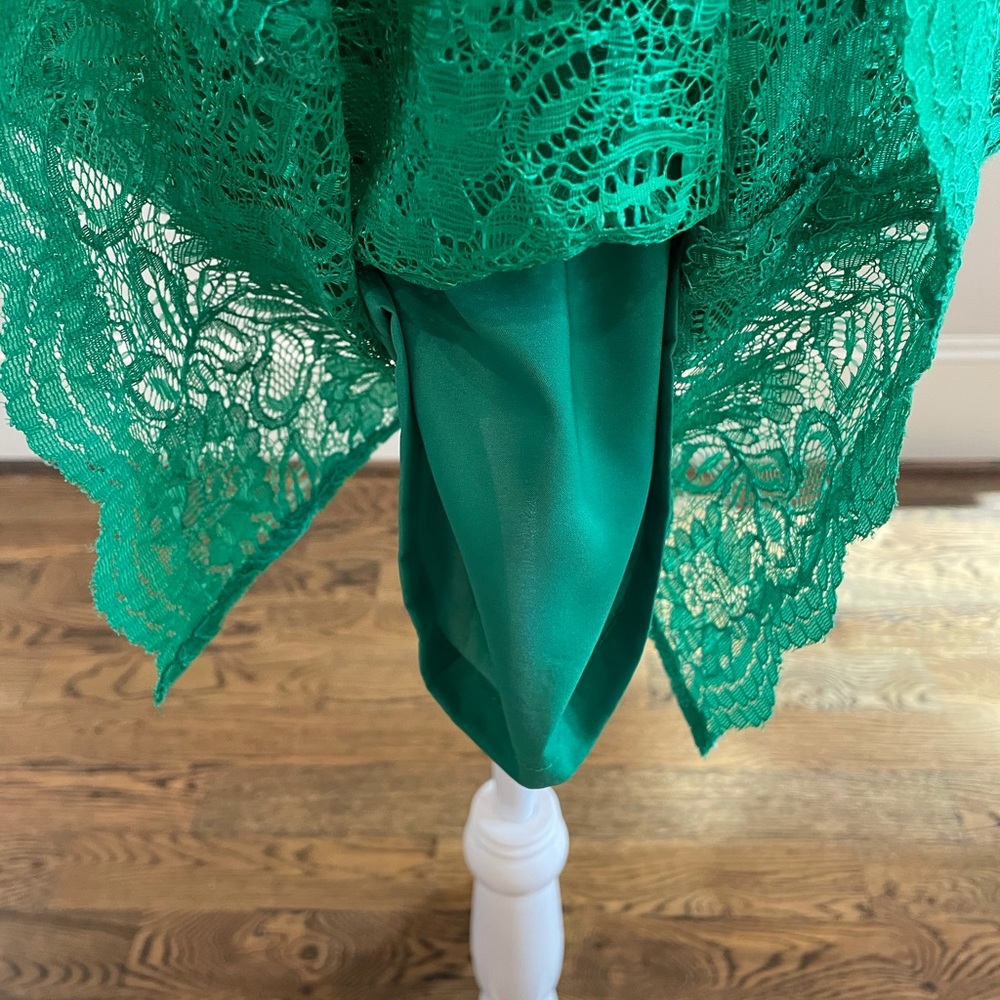 Anthropologie Mignon Doo green lace-veiled pencil skirt - Picture 7 of 9